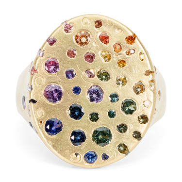 Large Carousel Lights Signet Ring - Made to Order